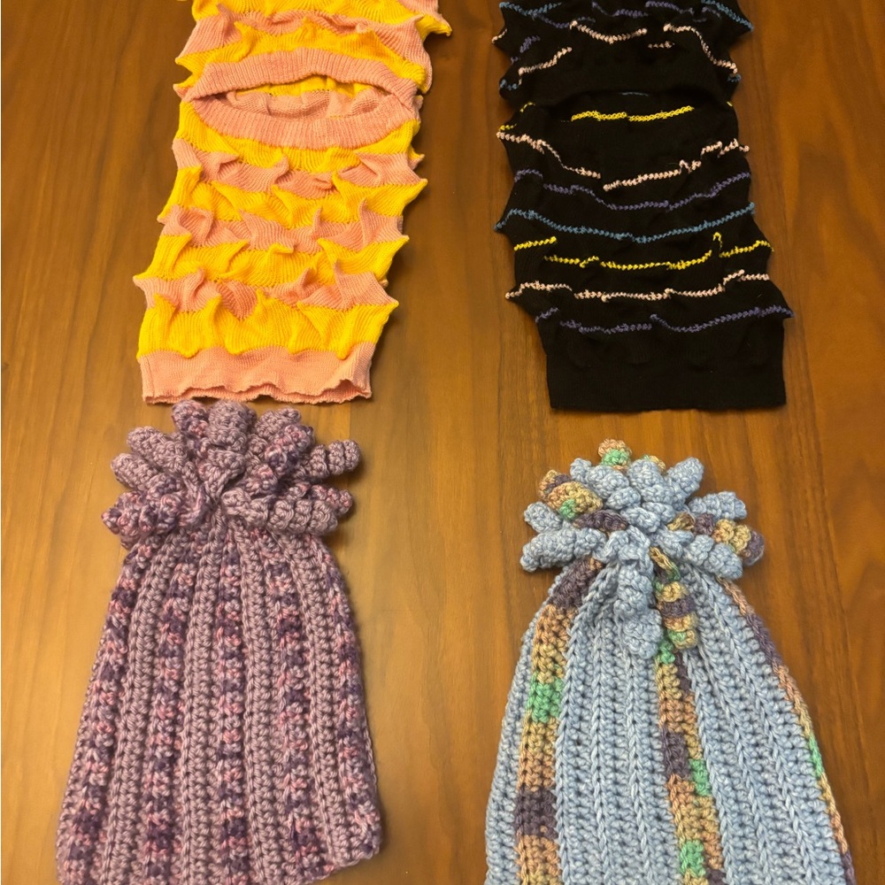 Lot of 4 Colorful Knitted Kids Hats, New Without Tags, Ages 3-7